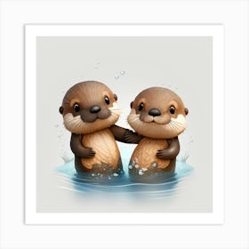 Otters Art Print