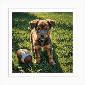 Puppy with Football Art Print