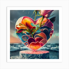 Heart Of Roses Art Print