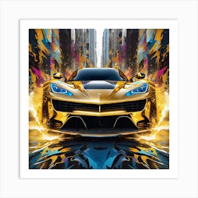 Golden Corvette Art Print