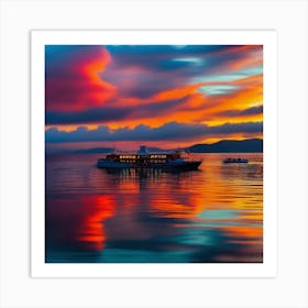 Sunset On A Boat 18 Art Print