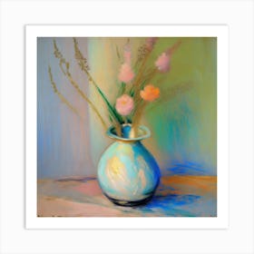 Flowers In A Blue Vase Art Print