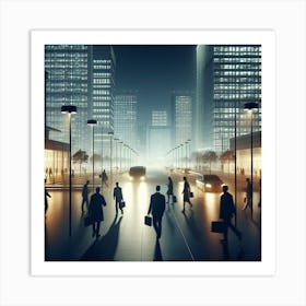 Cityscape At Night Art Print