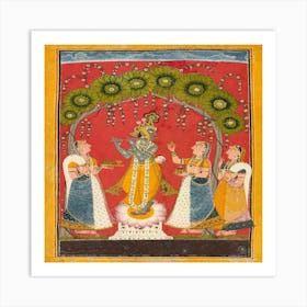 Krishna Fluting, Folio From A Dasavatar Series Art Print