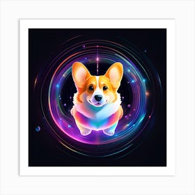 Corgi Dog In Space Art Print