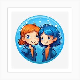 Two Girls With Blue Hair Art Print