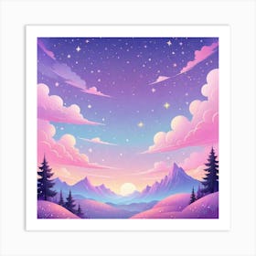 Sky With Twinkling Stars In Pastel Colors Square Composition 308 Art Print