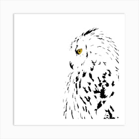 Snowy Eyed Owl White Series Square Art Print