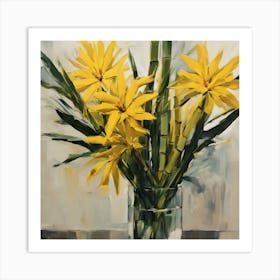 Yellow Flowers In A Vase Art Print