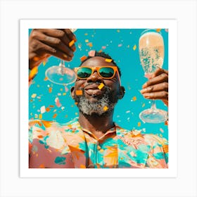 Man Toasting Champagne Art Print