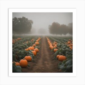 Foggy Pumpkin Patch 1 Art Print