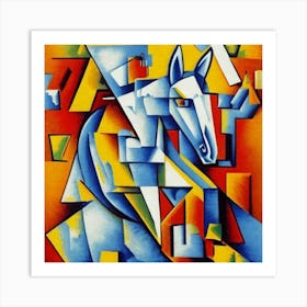 Horse In Blue And White Art Print