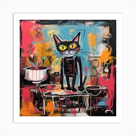 Cat In The Kitchen 1 Art Print