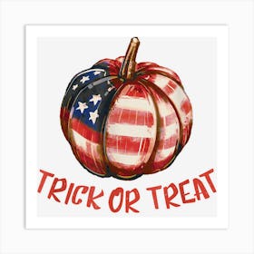 American Halloween Usa Flag Trick Or Treat Scary Pumpkin Art Print