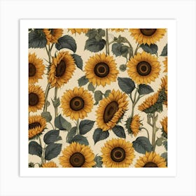 Default Default Retro Vintage Sunflower For Defferent Seasons 0 Art Print