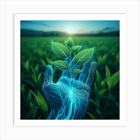 Hand Holding A Plant Art Print