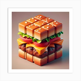 A 3d Cube Shaped Hamburger, Digital Art (3) Art Print