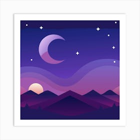 A Serene Night Sky With A Gentle Gradient From Dee Art Print