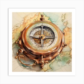 Vintage Maritime Compass 1 Art Print