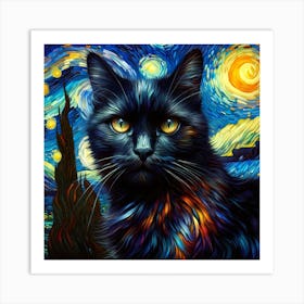 Cat With Starry Sky Art Print