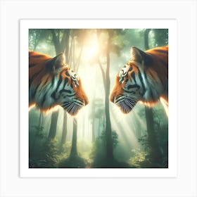 Mirrored Tiger Art Print