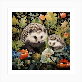 Hedgehogs In The Garden Art Print