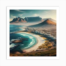 Beautiful Landscape Of Table Mountain And Beachfront 2 Art Print