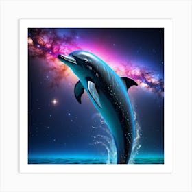 Dolphin In Space Art Print