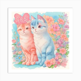 Two Kittens In Flowers 1 Art Print