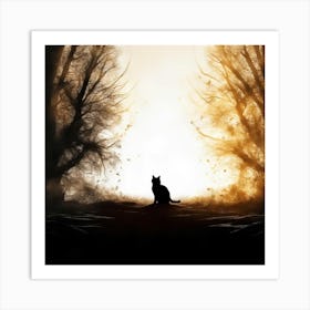 Cat In The Forest Art Print