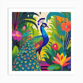 Peacock In The Jungle 8 Art Print