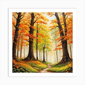 Forest In Autumn In Minimalist Style Square Composition 205 Art Print