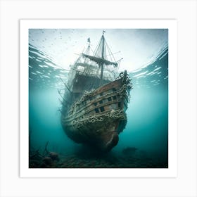 Underwater Ship 2 Art Print