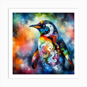 Abstract Puzzle Art Penguin 4 Art Print