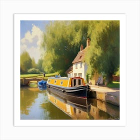 Boat On The Canal Art Print