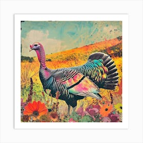 Kitsch Rainbow Turkey Collage Art Print