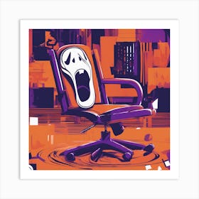 Drew Illustration Of Scream On Chair In Bright Colors, Vector Ilustracije, In The Style Of Dark Navy (1) Art Print