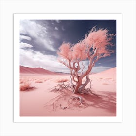 Pink Tree In The Desert Art Print