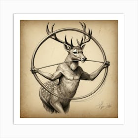 Deer With Bow And Arrow 2 Art Print