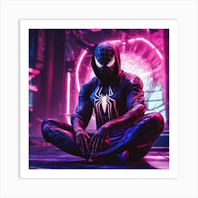 Spiderman In Cyberpunk Art Print