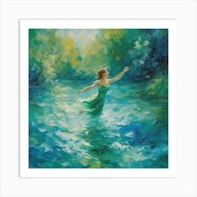 Girl In A Green Dress Art Print