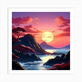 Sunset In The Mountains Art Print