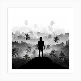 Silhouette Of A Man In The Jungle 2 Art Print