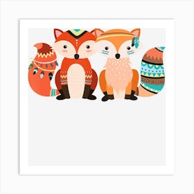 Cute Tribal Pattern Fox Animal & Nature Lover Gift Art Print