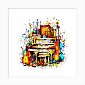 Instrument Jumble - Piano And Musical Instruments Art Print