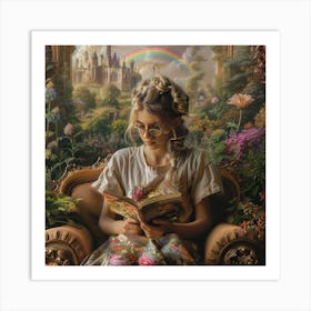 Fairytale Girl Reading A Book Art Print