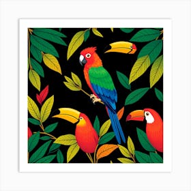 Tropical Parrots 4 Art Print