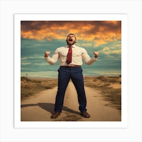 Businessman Celebrating Success Art Print