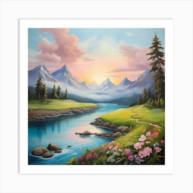 Sunset By The River Art Print