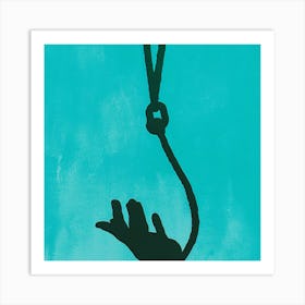 Man Hanging From A Rope Art Print